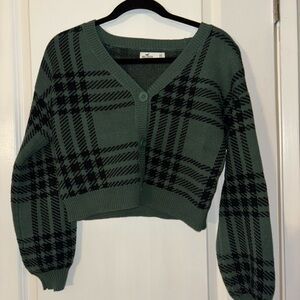 Hollister Green Plaid Cardigan